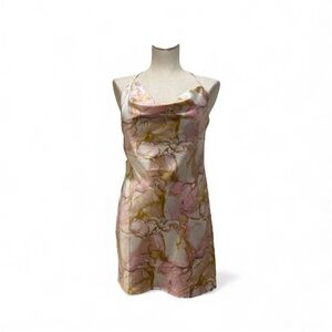 Pink and Gold Marble Print Dress